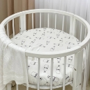 Husa saltea rotunda patut bebe copii cu elastic, Milk (4)